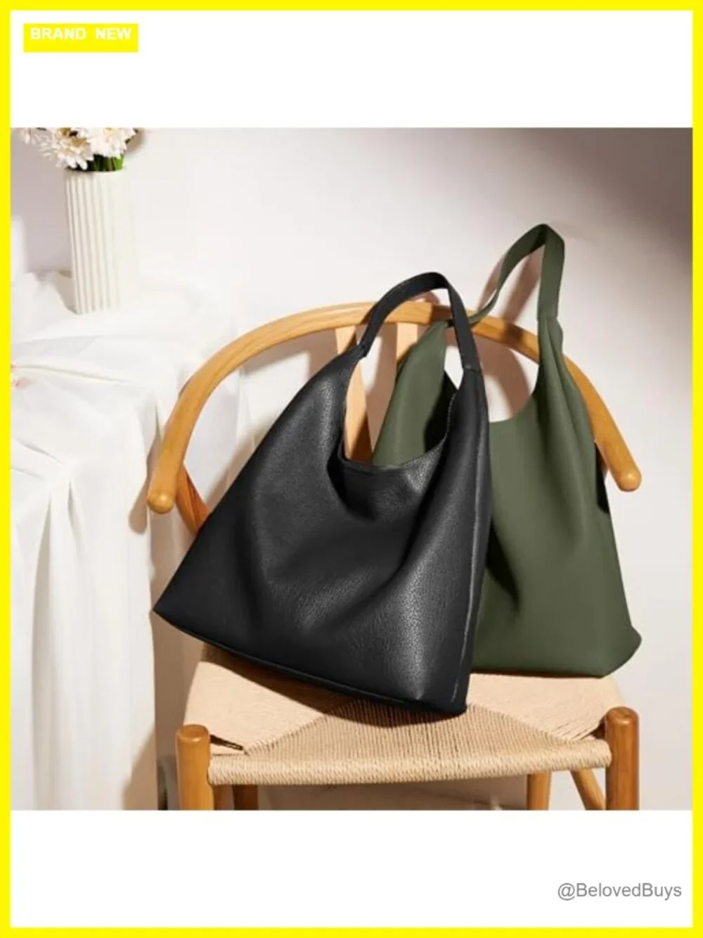 Slouchy Hobo Bag Vegan Leather Tote Women Casual Weekender Shoulder Bag